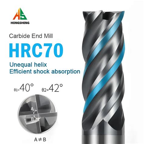 HRC70 CNC Carbide End Mill Unequal Helix Efficient Tungsten Cutter 4