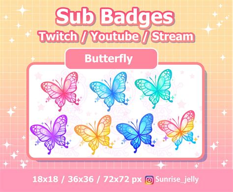 Twitch Sub Badges Butterfly Rainbow Bit Badges Emote Etsy