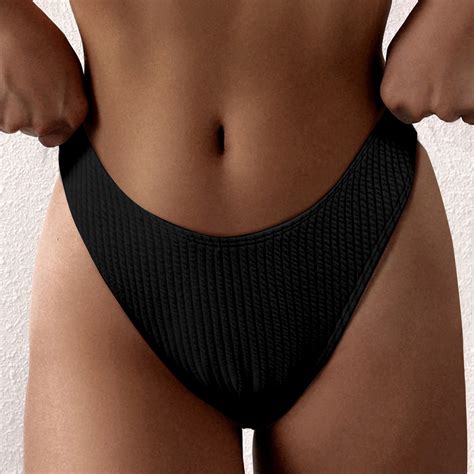 Rigardu Hot Sale Bikini Bottoms For Women Mid Rise Full Coverage Bathing Suit Swimsuit Basic