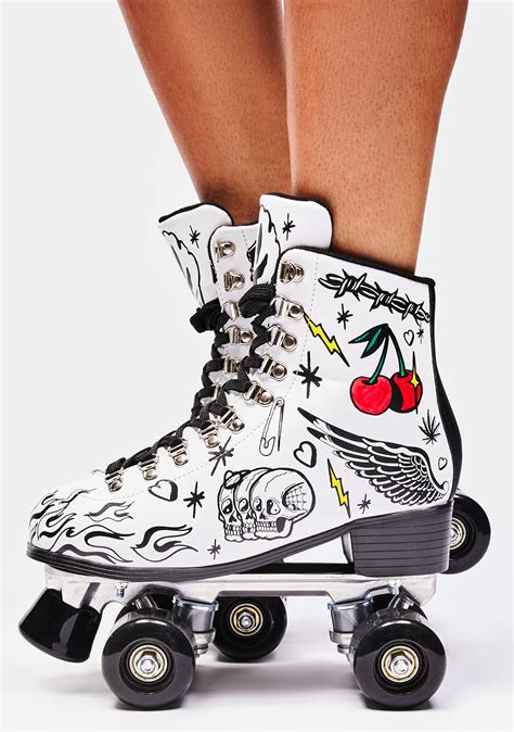 Current Mood Flash Art Color In Roller Skates - Black/White | Dolls Kill