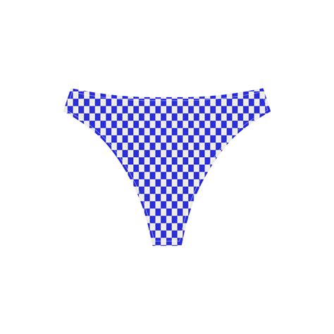 Bright Blue Gingham Sport Top High Waisted Bikini Swimsuit Model S07 ID D2863212