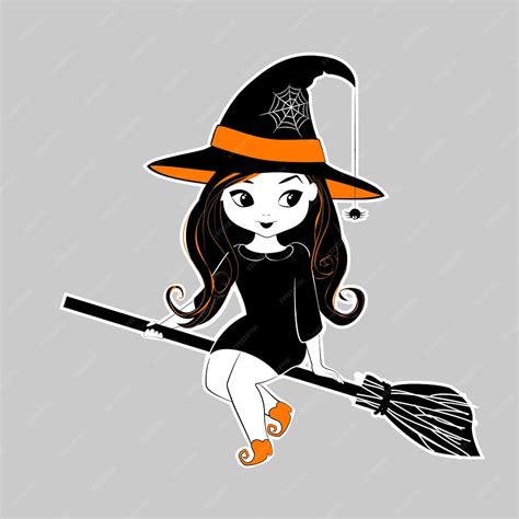 Desenho De Halloween Bruxa - Bruxa de halloween voando na vassoura, ilustração vetorial de desenho ...
