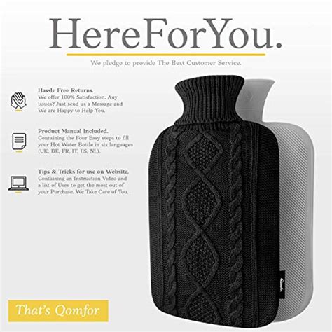 Qomfor Hot Water Bottle With Cover L Large Premium Hot Water Bag With Knitted Sweater