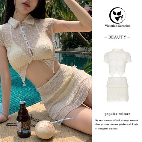 Set Bikini White Shopee Thailand