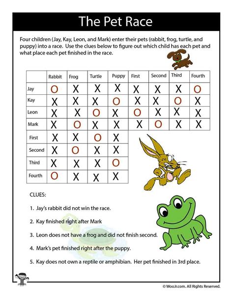 5th Grade Logic Puzzle - Nora Epp's 5th Grade Math Worksheets