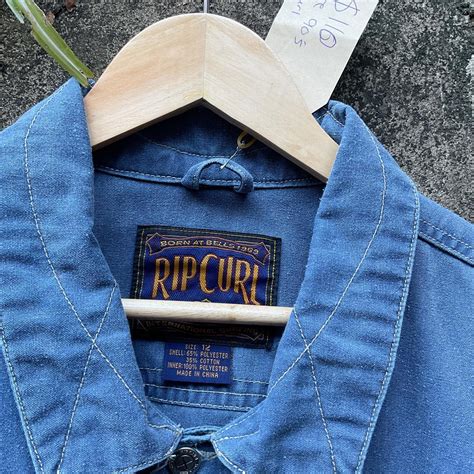 Vintage rip curl denim jacket 024 - Depop