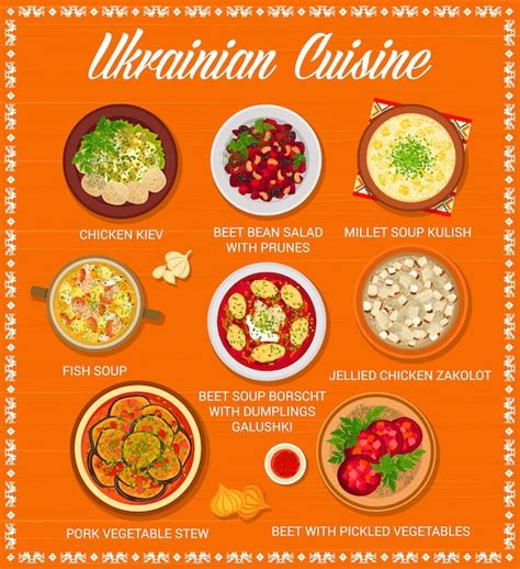 Premium Vector Ukrainian Cuisine Menu With Food And Dish Meals