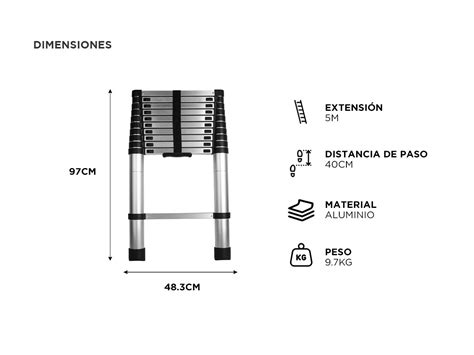 Escalera Telescópica Gadnic De Aluminio Extensible 5 Metros Gadnic