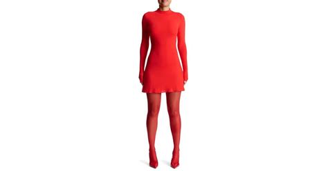 Naked Wardrobe Funnel Neck Long Sleeve Minidress In Red Lyst