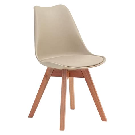 Cadeira Estofada Eames Leda Vértice em Madeira Maciça Base Natural Nude MadeiraMadeira