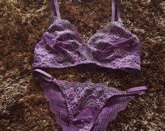 Purple Lingerie Lace Etsy