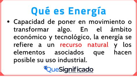 Energía Concepto Fundamental En Física Y Su Aplicación