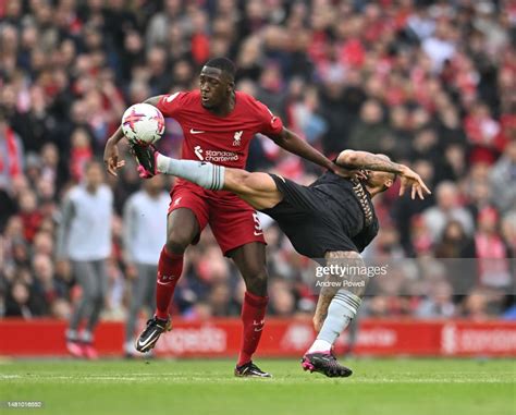 Ibrahima Konate Of Liverpool With Gabriel Jesus Of Arsenal During The