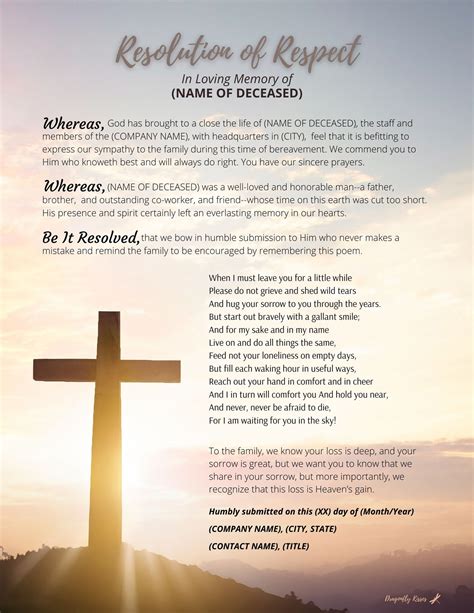 Cross_lft - Funeral Resolution Letter (DOWNLOAD ONLY) - Etsy