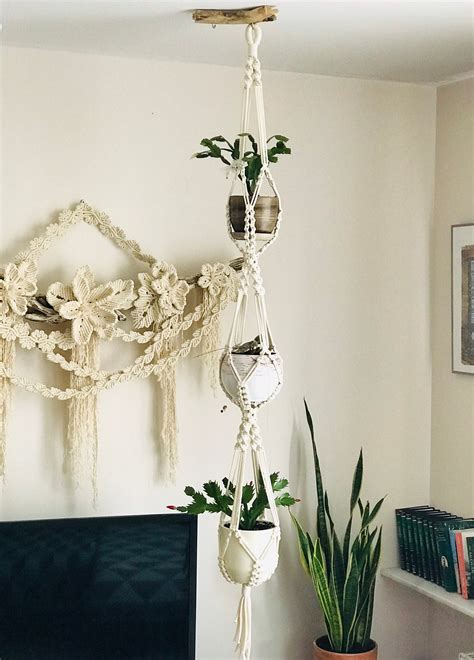 Triple Macrame Plant Hanger Pattern Beginner Macrame Fantasy Etsy