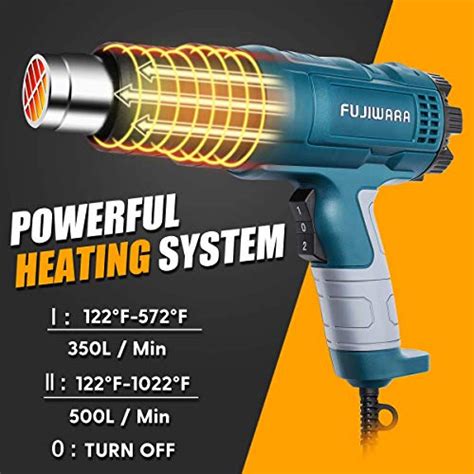 Heat Gun Kit W With Dual Temperature Nozzles Hot Air Gun F F Heating In Seconds