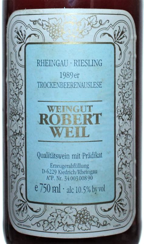 Robert Weil Trockenbeerenauslese Riesling Rheingau Botella