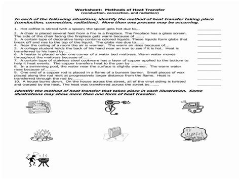 Worksheet Methods Of Heat Transfer