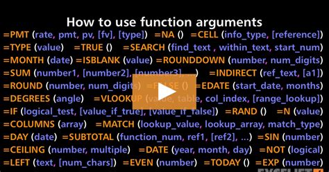 How To Use Function Arguments Video Exceljet