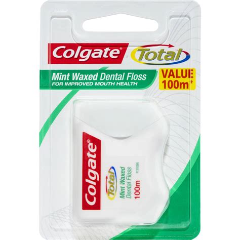 Colgate Dental Floss Mint Waxed 100m Woolworths