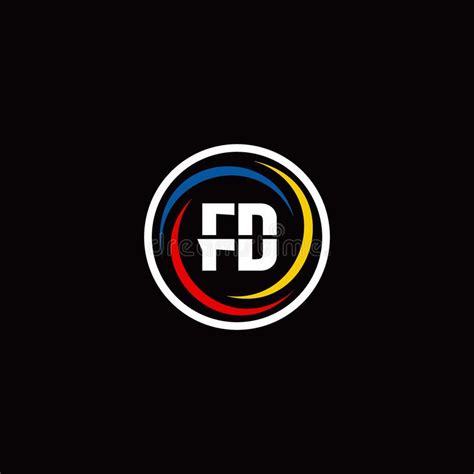 Fd Monogram Logo Isolated On Circle Shape With Slash Colors Rounded