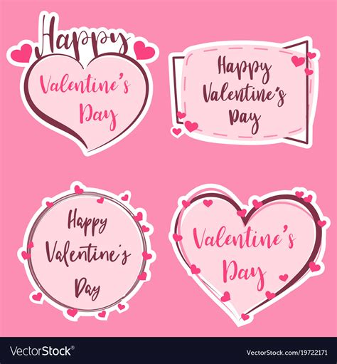 Cute Sticker Happy Valentines Day Banner Vector Image