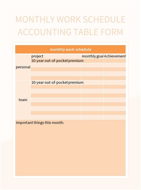 Monthly Work Schedule Accounting Table Form Excel Template And Google