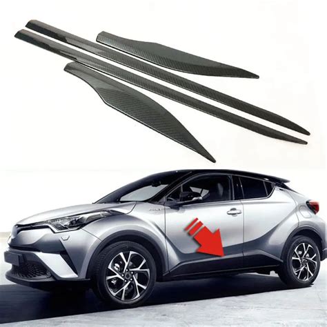 Side Door Body Moulding Cover Trim Carbon Fiber Style Abs Chrome Car