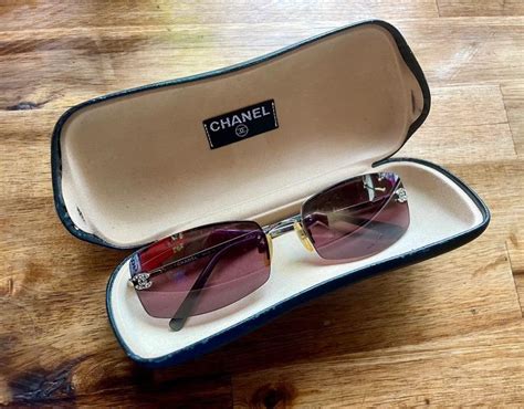 Vintage Chanel Sunglasses 4017 D Rhinestone Logo Rimless Vintage Grailed