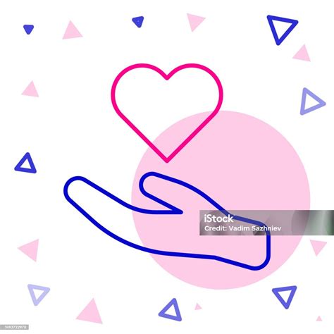 Line Heart In Hand Icon Isolated On White Background Hand Giving Love