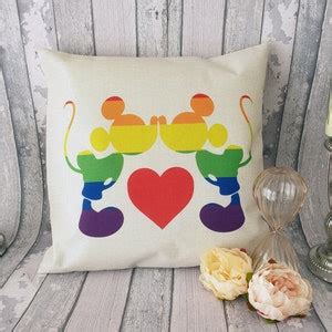 Mickey Mickey Mouse Gay Pride Rainbow Kissing Love Cushion Cover