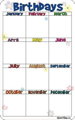 Birthday Charts For Classroom Printable Free Printable Birthday Chart