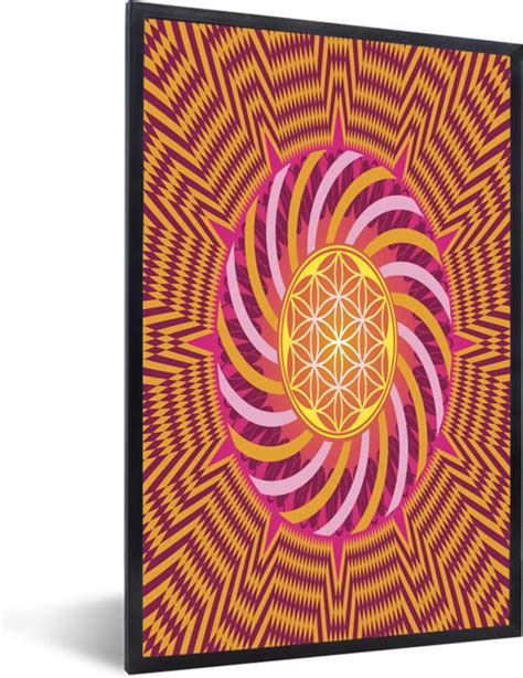 Fotolijst Incl Poster Illustratie Van Een Mandala Met En Zigzag