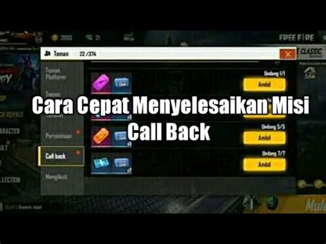 Cara Menyelesaikan Event Call Back Garena Free Fire Youtube