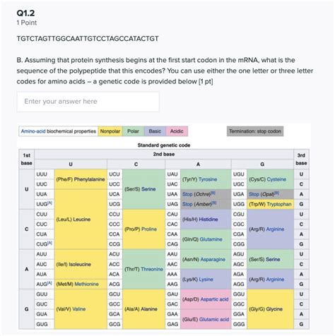 Solved Q1 2 Points The sequence of the template strand DNA | Chegg.com
