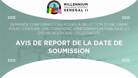 AVIS DE REPORT DE LA DATE DE SOUMISSION Demande Dinformations Pour