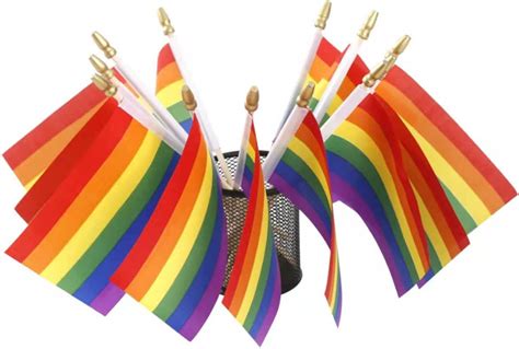 Amazon Pack Small Pride Rainbow Gay Stick Flag Mini Handheld Lgbt Flags X Inch Patio