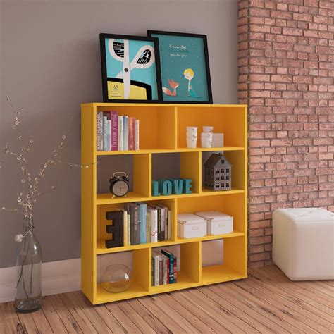 Estante Para Livros Com 10 Nichos Artely Amarelo Madeiramadeira