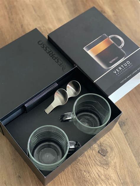 Nespresso Vertuo Gran Lungo Cups And Spoons X2 Glass Coffee Mug Tv