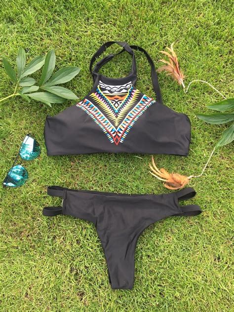 Czarny Str J K Pielowy Bikini Indiana Aztecki Wz R