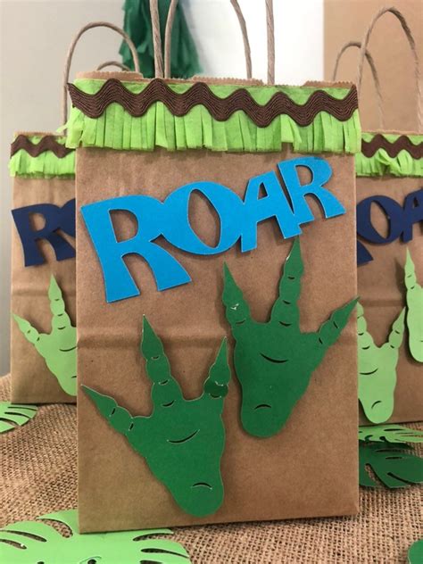 12 Dinosaurs Birthday Party Favor Bags Roar With Paws Etsy