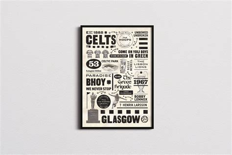 Celtic Fc Wall Art Celtic Retro History Print The Bhoys Etsy