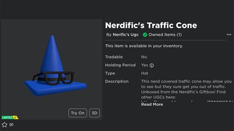 Sniping Nerdifics Traffic Cone Roblox Free UGC Limited YouTube