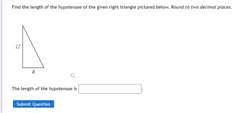 Solved Find The Length Of The Hypotenuse Of The Given Right