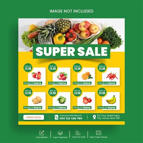 Premium Psd Grocery Price Menu Social Media Post And Supermarket