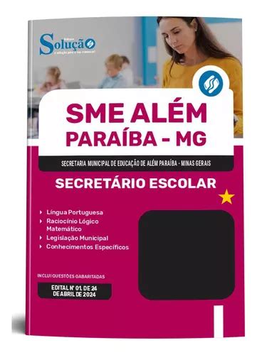 Apostila Completa Secretário Escolar Sme Além Paraíba Mg 2024