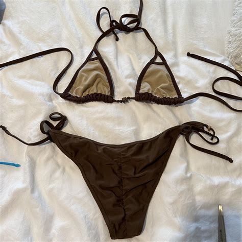 Mora Surf Boutique Brown Bikini Set Handmade Both Depop