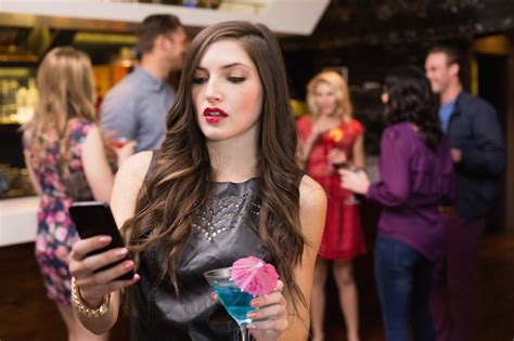 Premium Photo Pretty Brunette Sending A Text