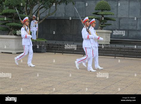 Changing Of The Guard Ho Chi Minh Mausoleum Hanoi Bac Bo Vietnam