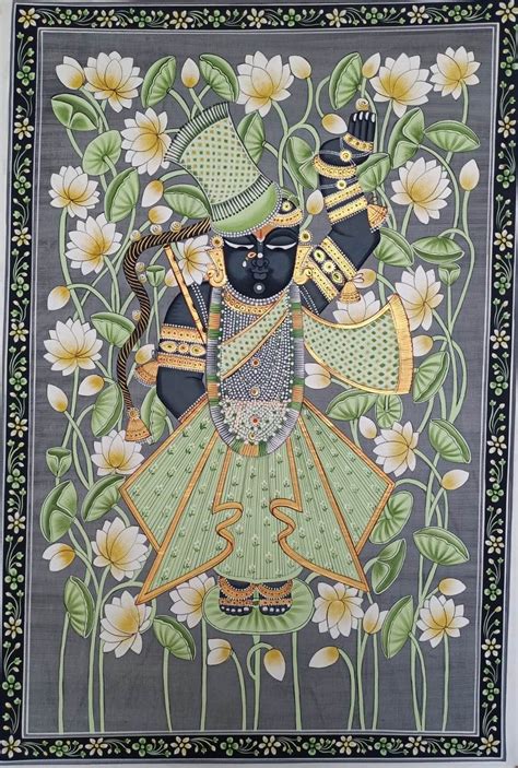 Lord Shrinathji Beautiful Pichwai Painting Hand Painted Decorative